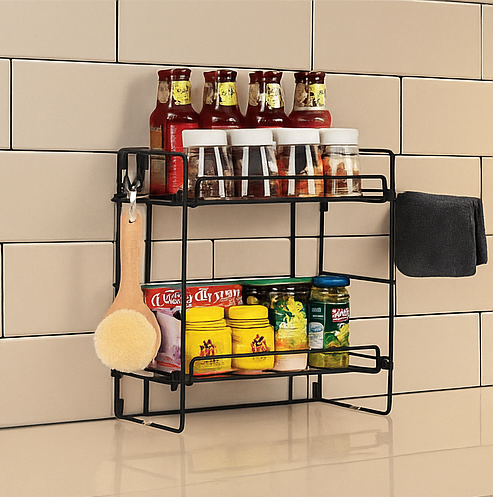 ORGANIZADOR DE 2 PISOS COLOR NEGRO PARA SANITARIO O COCINA