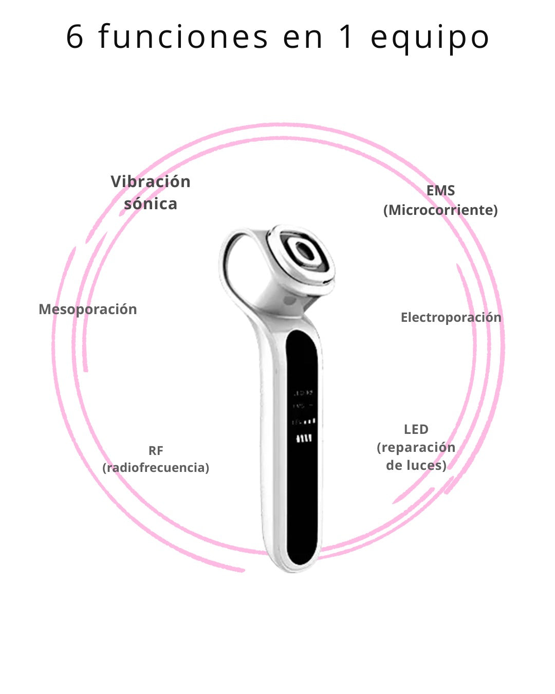 MASAJEADOR FACIAL 6 EN 1 (DE REGALO BINCHA Y MASCARILLA FACIAL)