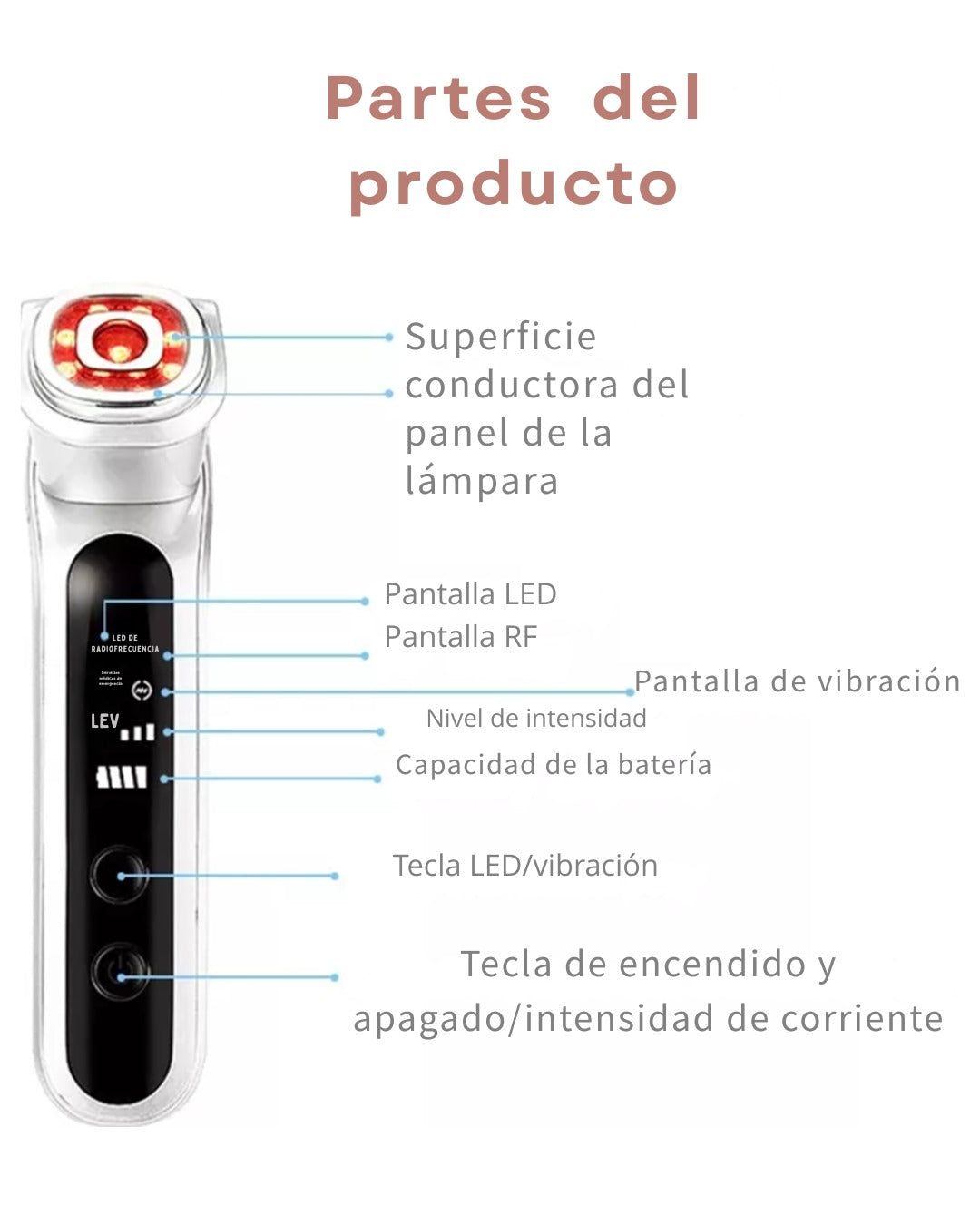MASAJEADOR FACIAL 6 EN 1 (DE REGALO BINCHA Y MASCARILLA FACIAL)
