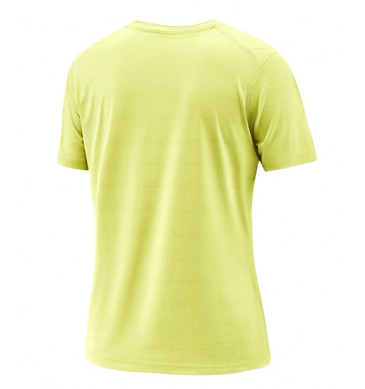 Camiseta deportiva de manga corta de ajuste seco para mujeres Verde Neón Talle L (Shein)