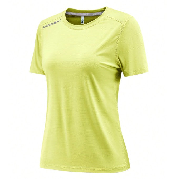 Camiseta deportiva de manga corta de ajuste seco para mujeres Verde Neón Talle L (Shein)