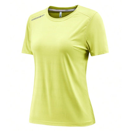 Camiseta deportiva de manga corta de ajuste seco para mujeres Verde Neón Talle L (Shein)